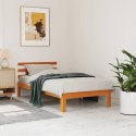 Rama łóżka z wezgłowiem, woskowy brąz, 90x190 cm, sosnowa