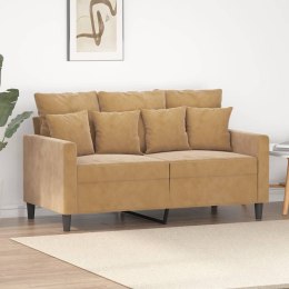 Sofa 2-osobowa, brązowy, 120 cm, tapicerowana aksamitem