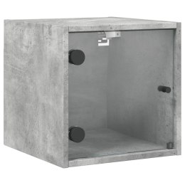 Szafka nocna ze szklanymi drzwiami, szarość betonu, 35x37x35 cm