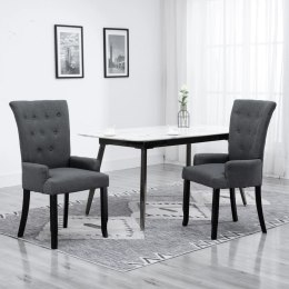 Krzesło jadalniane z podłokietnikami, szare, materiałowe