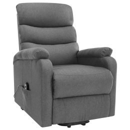 Podnoszony fotel masujący, jasnoszary, tkanina