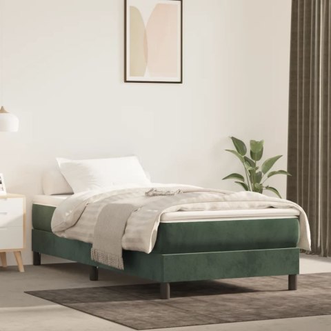 Łóżko kontynentalne z materacem, zielone, aksamit, 90x190 cm