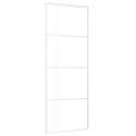 Drzwi przesuwne, matowe szkło ESG i aluminium, 76x205 cm, białe