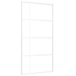 Drzwi przesuwne, szkło ESG i aluminium, 102,5x205 cm, białe
