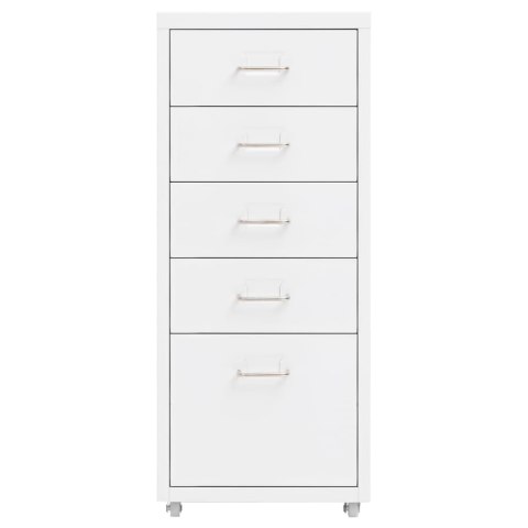 Mobilna szafka kartotekowa, biała, 28x41x69 cm, metalowa