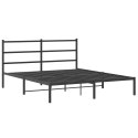 Metalowa rama łóżka z wezgłowiem, czarna, 150x200 cm