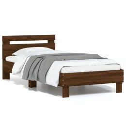 Rama łóżka z wezgłowiem, brązowy dąb, 90x190 cm