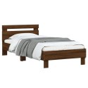Rama łóżka z wezgłowiem, brązowy dąb, 90x190 cm