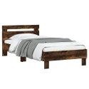 Rama łóżka z wezgłowiem, przydymiony dąb, 90x190 cm