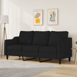 Sofa 3-osobowa, czarna, 180 cm, tapicerowana tkaniną