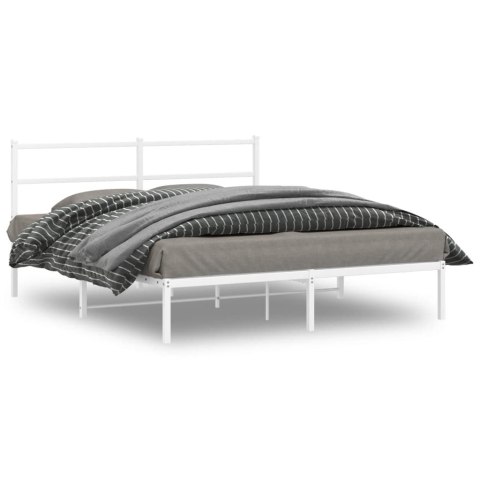 Metalowa rama łóżka z wezgłowiem, biała, 150x200 cm
