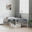 Metalowa rama łóżka z wezgłowiem i zanóżkiem, biała, 107x203 cm