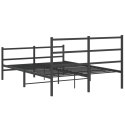 Metalowa rama łóżka z wezgłowiem i zanóżkiem, czarna, 140x200cm