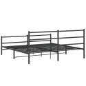 Metalowa rama łóżka z wezgłowiem i zanóżkiem, czarna, 200x200cm