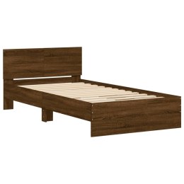 Rama łóżka z wezgłowiem, brązowy dąb, 100x200 cm