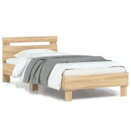 Rama łóżka z wezgłowiem i LED, dąb sonoma, 90x190 cm
