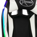 Fotel dla gracza z RGB LED, biało-czarny, sztuczna skóra