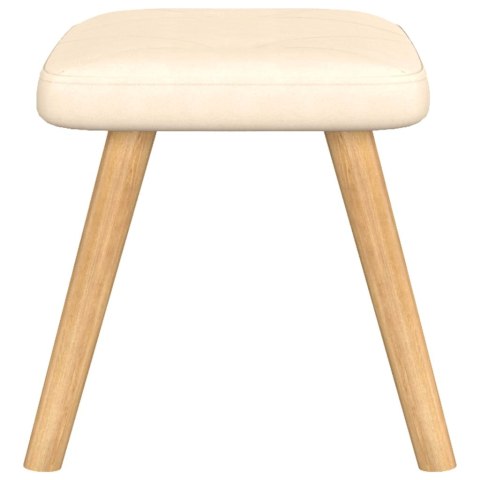 Fotel bujany z podnóżkiem, kremowy, obity tkaniną