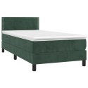 Łóżko kontynentalne z materacem i LED zielony aksamit 90x190 cm