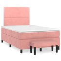Łóżko kontynentalne z materacem, różowe, 120x200 cm, aksamit