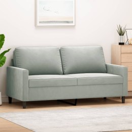 Sofa 2-osobowa, jasnoszara, 140 cm, tapicerowana aksamitem