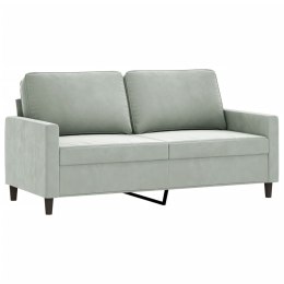 Sofa 2-osobowa, jasnoszara, 140 cm, tapicerowana aksamitem