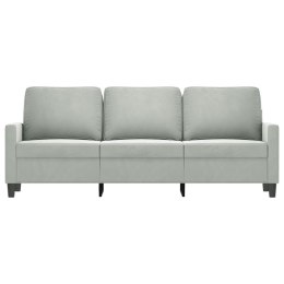 Sofa 3-osobowa, jasnoszara, 180 cm, tapicerowana aksamitem