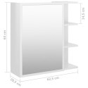 Szafka z lustrem, wysoki połysk, biała, 62,5x20,5x64 cm