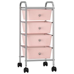 Wózek z 4 szufladami, różowy, plastikowy