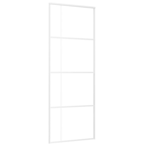 Drzwi przesuwne, szkło ESG i aluminium, 76x205 cm, białe