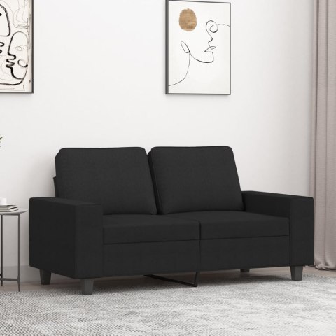 Sofa 2-osobowa, czarna, 120 cm, tapicerowana tkaniną