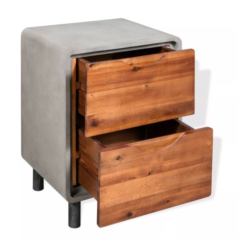 Szafka nocna, beton i lite drewno akacjowe, 40 x 30 x 50 cm