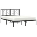 Metalowa rama łóżka z wezgłowiem, czarna, 140x190 cm