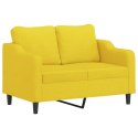 Sofa 2-osobowa, jasnożółta, 120 cm, tapicerowana tkaniną