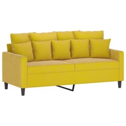 Sofa 2-osobowa, żółta, 140 cm, tapicerowana aksamitem