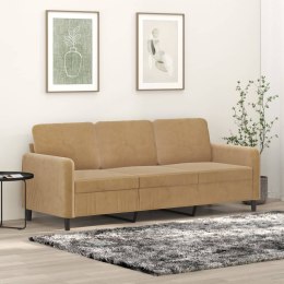 Sofa 3-osobowa, brązowa, 180 cm, tapicerowana aksamitem