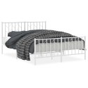 Metalowa rama łóżka z wezgłowiem i zanóżkiem, biała, 140x200 cm