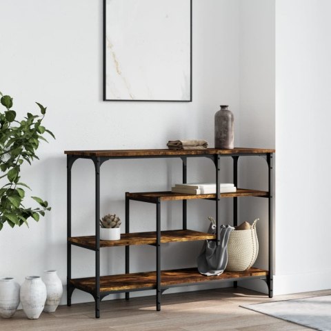 Stolik konsolowy z półkami, przydymiony dąb, 100x35x75 cm Stolik konsolowy z półkami, przydymiony dąb, 100x35x75 cm
