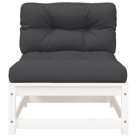 Sofy ogrodowe bez podłokietników, z poduszkami, 2 szt., białe