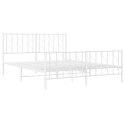 Metalowa rama łóżka z wezgłowiem i zanóżkiem, biała, 150x200 cm