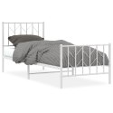 Metalowa rama łóżka z wezgłowiem i zanóżkiem, biała, 80x200 cm