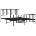 Metalowa rama łóżka z wezgłowiem i zanóżkiem, czarna, 140x190cm