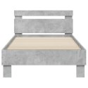 Rama łóżka z wezgłowiem, szarość betonu, 90x200 cm