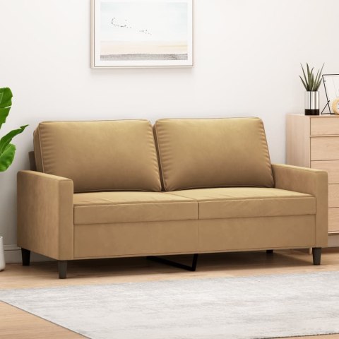 Sofa 2-osobowa, brązowa, 140 cm, tapicerowana aksamitem