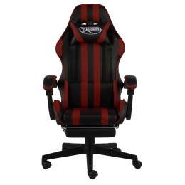 Fotel dla gracza, z podnóżkiem, czarno-bordowy, sztuczna skóra
