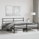Metalowa rama łóżka z wezgłowiem i zanóżkiem, czarna, 183x213cm