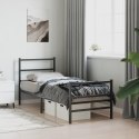 Metalowa rama łóżka z wezgłowiem i zanóżkiem, czarna, 80x200 cm