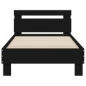 Rama łóżka z wezgłowiem, czarna, 90x190 cm