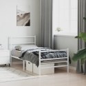 Metalowa rama łóżka z wezgłowiem i zanóżkiem, biała, 90x190 cm