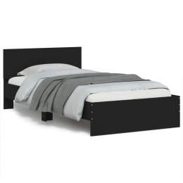 Rama łóżka z wezgłowiem, czarna, 100x200 cm